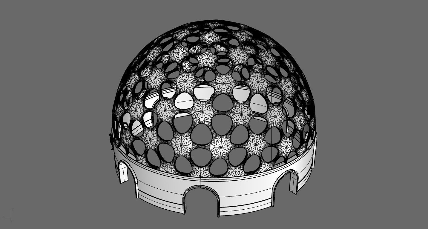 Geodesic Dome Pavilion Architectural structure with Entry 3D model_68