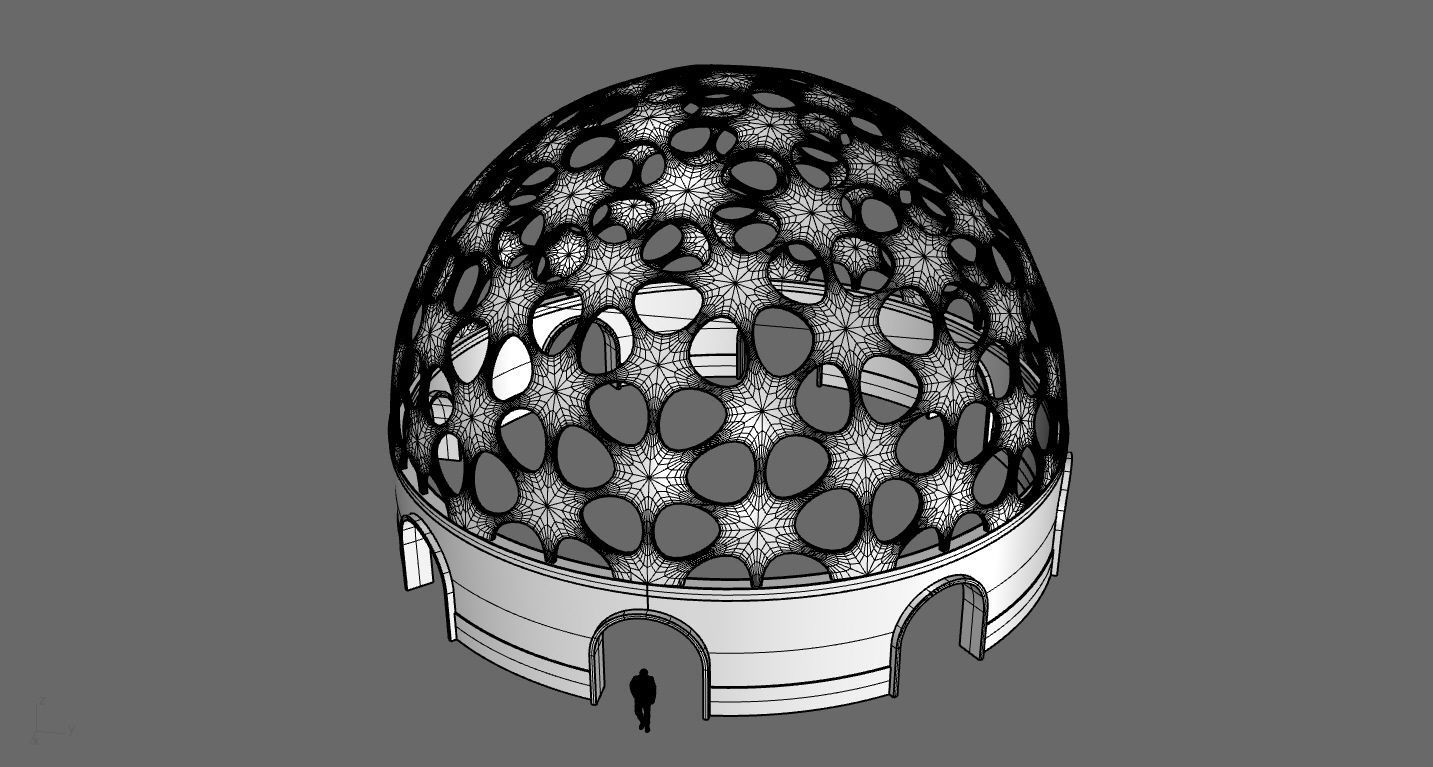 Geodesic Dome Pavilion Architectural structure with Entry 3D model_60