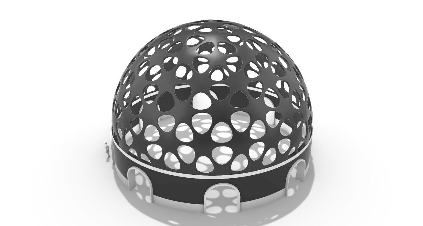Geodesic Dome Pavilion Architectural structure with Entry 3D model_33