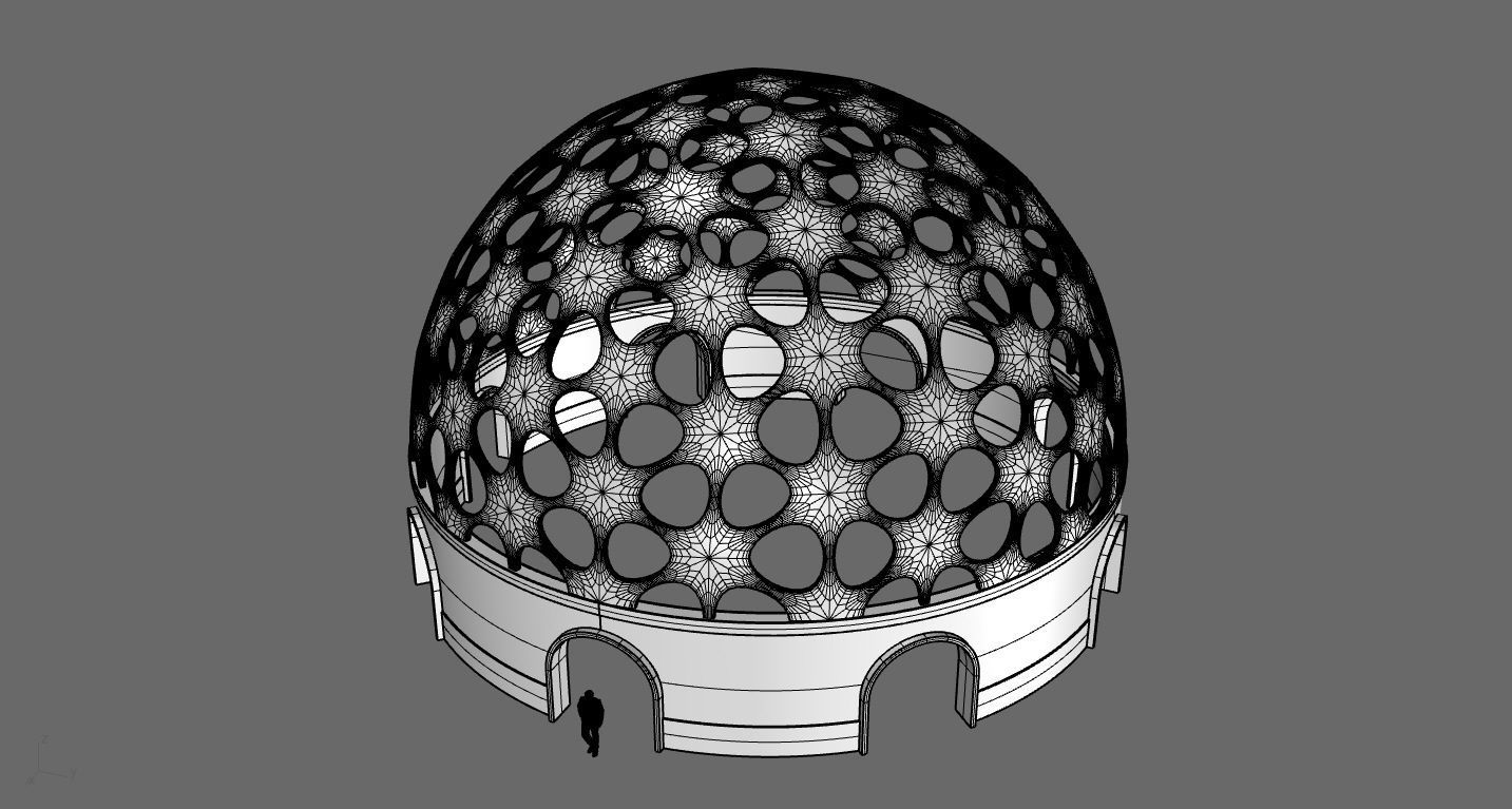 Geodesic Dome Pavilion Architectural structure with Entry 3D model_64