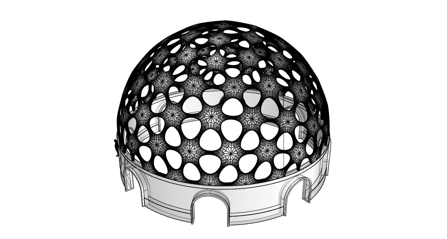 Geodesic Dome Pavilion Architectural structure with Entry 3D model_97