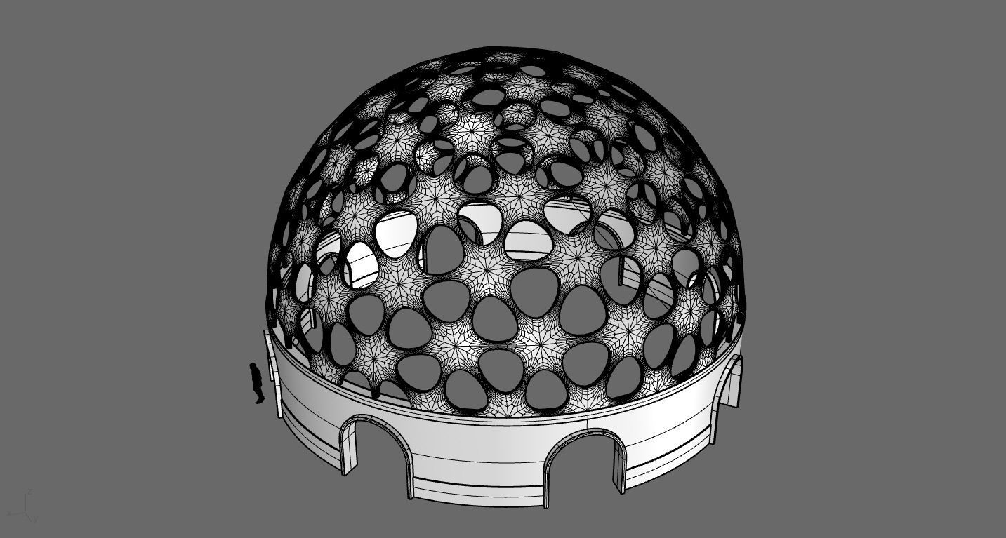 Geodesic Dome Pavilion Architectural structure with Entry 3D model_62