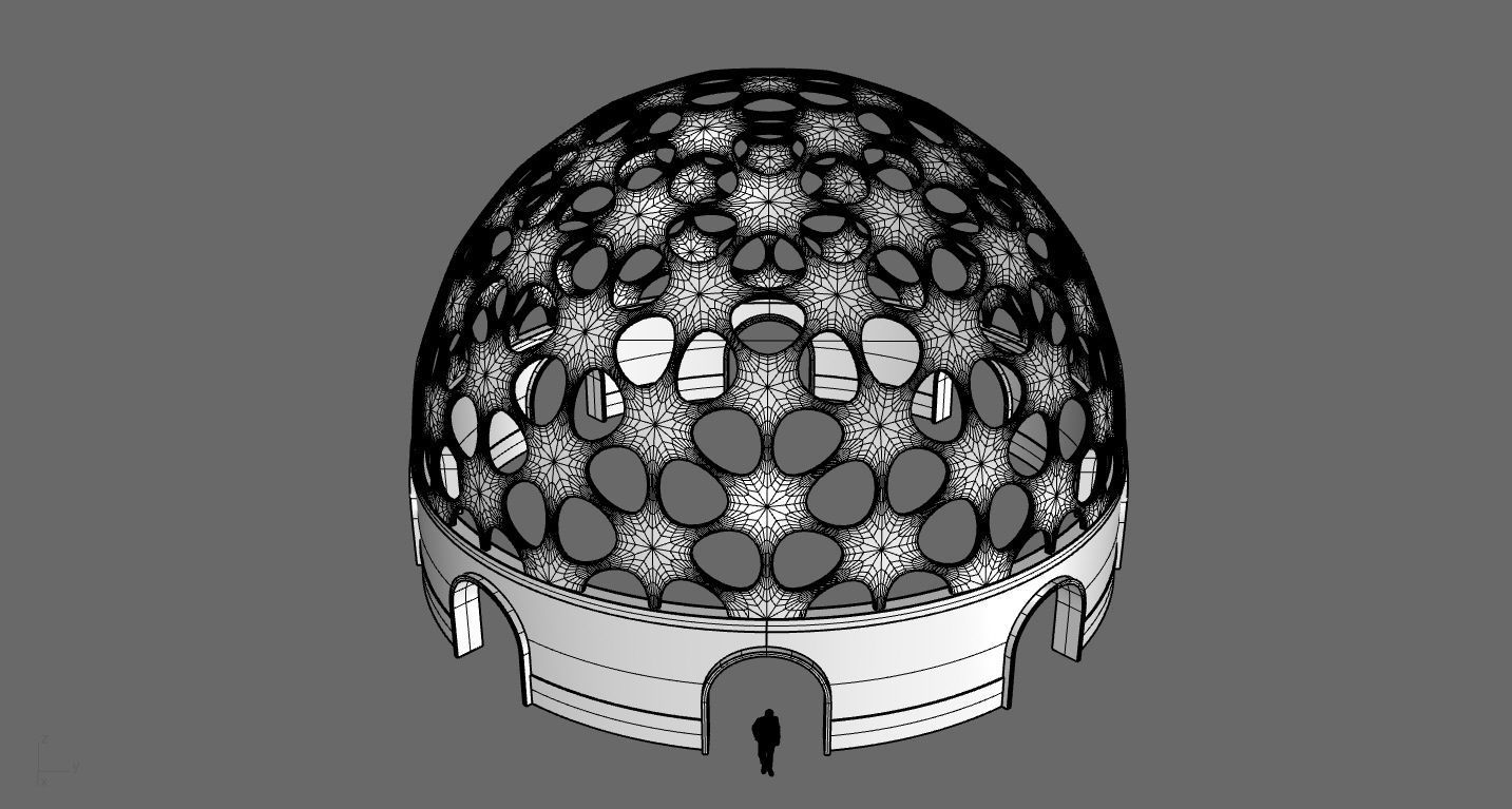 Geodesic Dome Pavilion Architectural structure with Entry 3D model_89