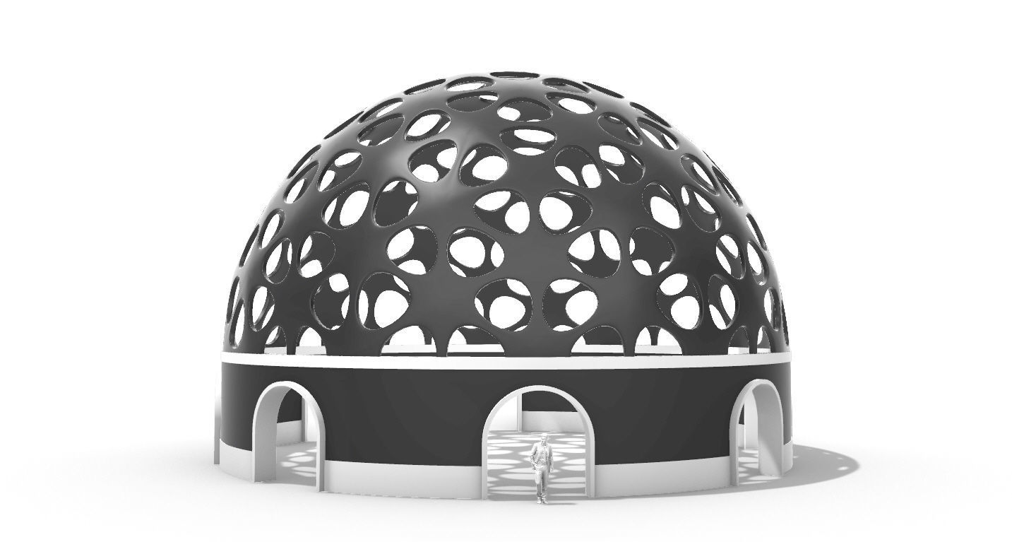 Geodesic Dome Pavilion Architectural structure with Entry 3D model_30