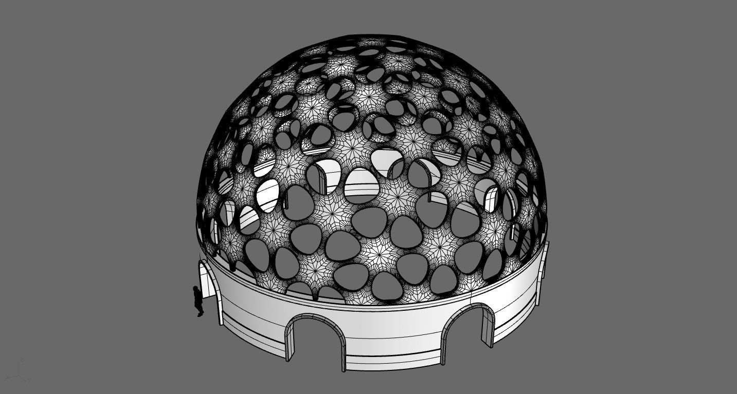 Geodesic Dome Pavilion Architectural structure with Entry 3D model_61