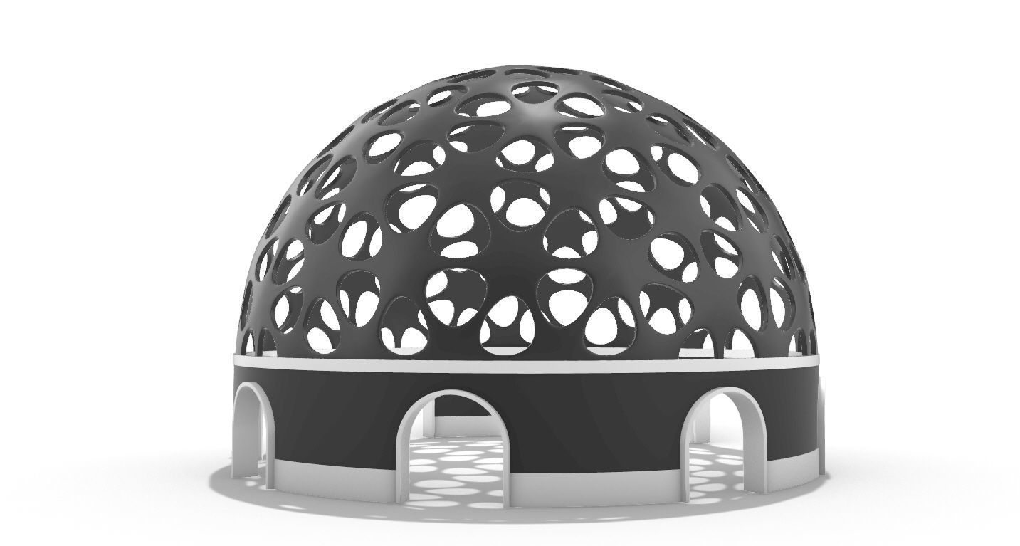 Geodesic Dome Pavilion Architectural structure with Entry 3D model_9