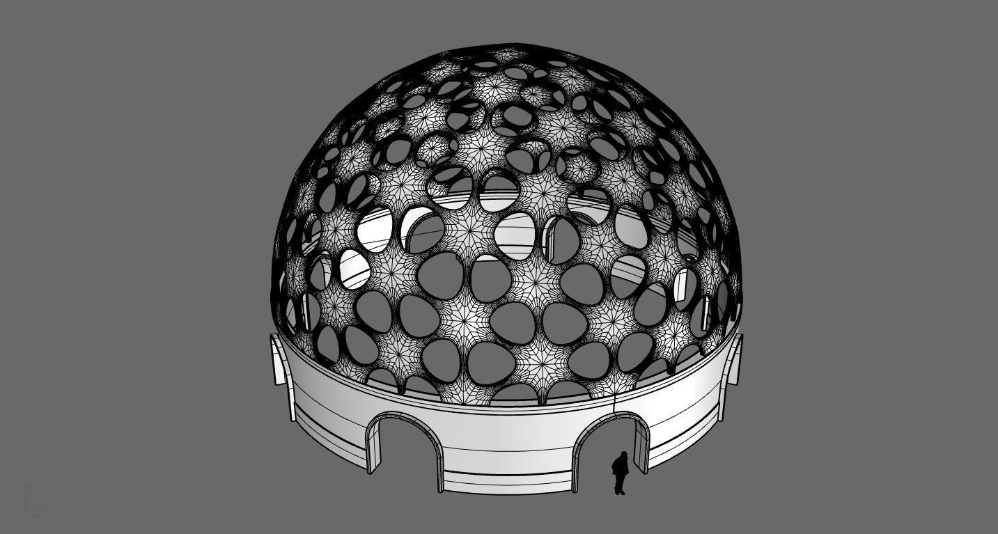 Geodesic Dome Pavilion Architectural structure with Entry 3D model_86