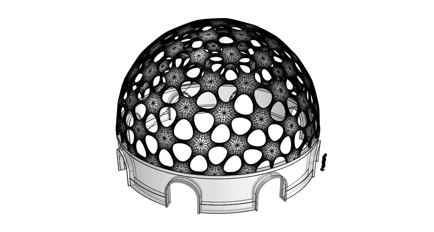Geodesic Dome Pavilion Architectural structure with Entry 3D model_113