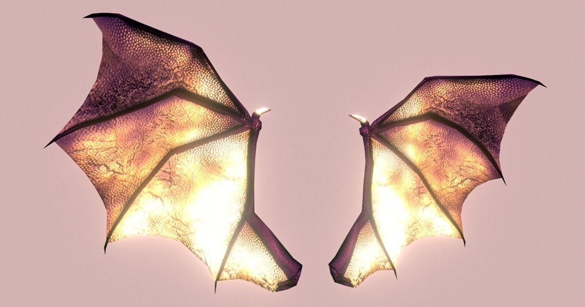 Low Poly Animated Demon Wings Low-poly 3D model_3