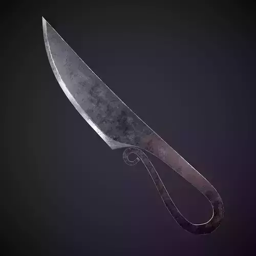 Curved Fishing Knife Low-poly 3D model