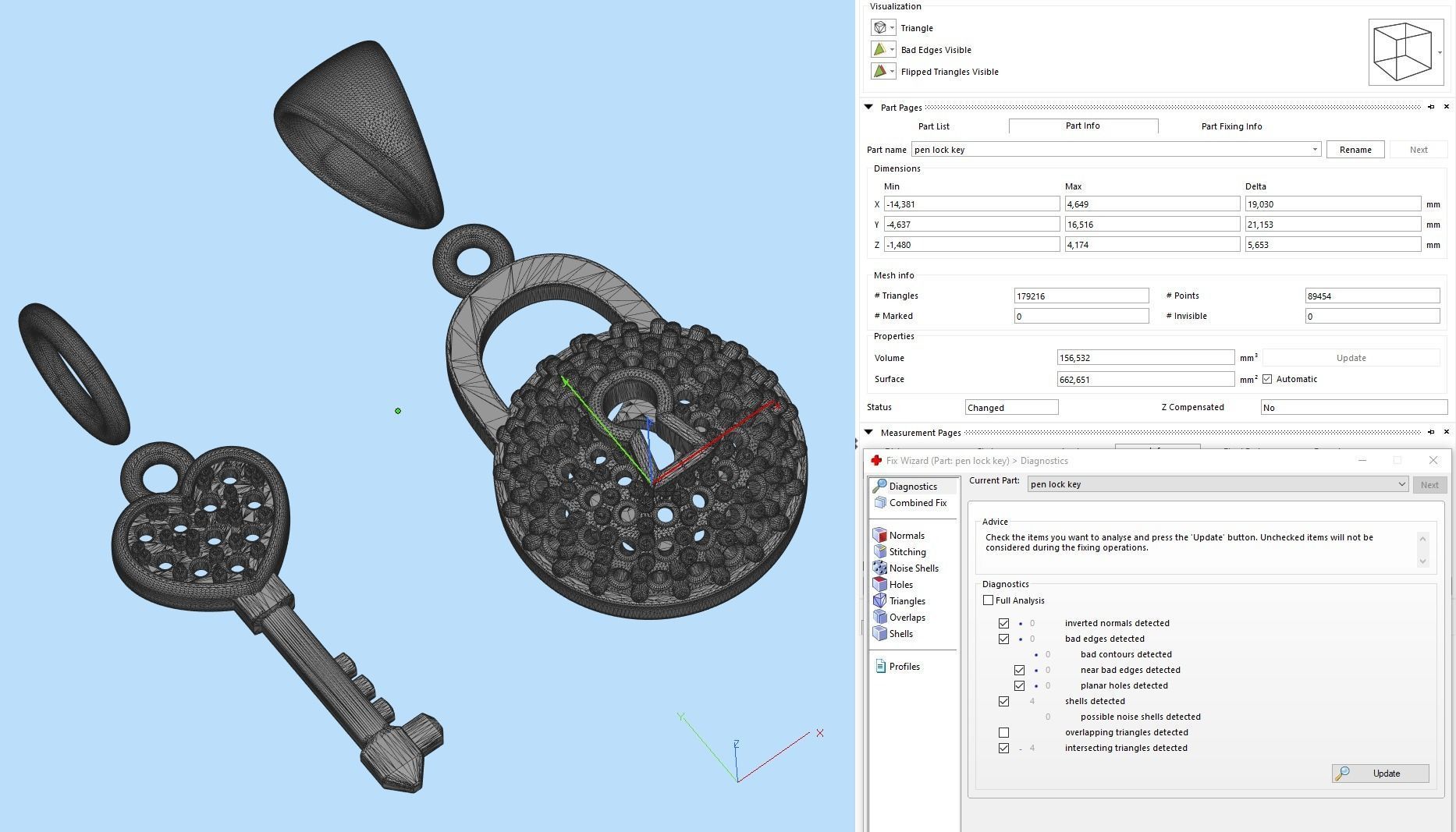 Diamond Lock and Heart Key Pendant 3D print model_5