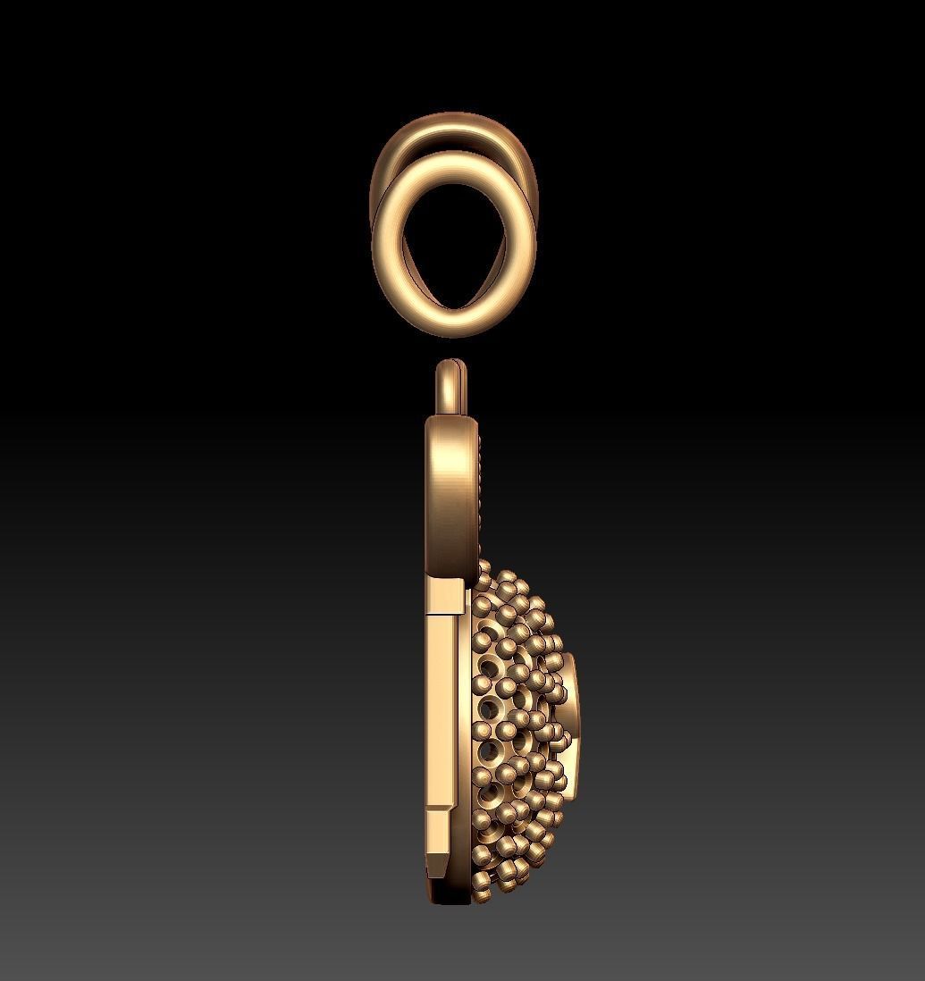 Diamond Lock and Heart Key Pendant 3D print model_10