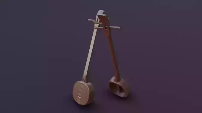 Sanshin Traditional Japanese Instrument Low-poly 3D model