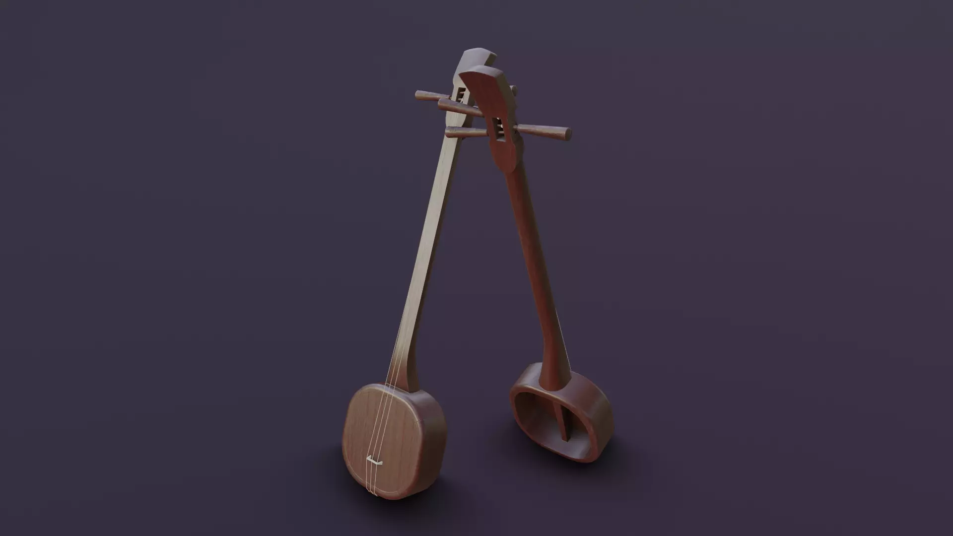 Sanshin Traditional Japanese Instrument Low-poly 3D model