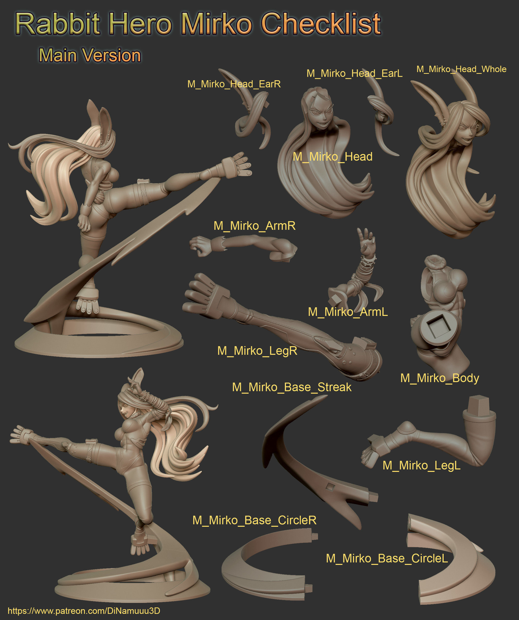 Rabbit Hero Mirko Miruko My Hero Academia 3D Print Model STL 3D print model_8