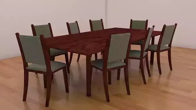 Home Dining Table And Chair Set 3d Model