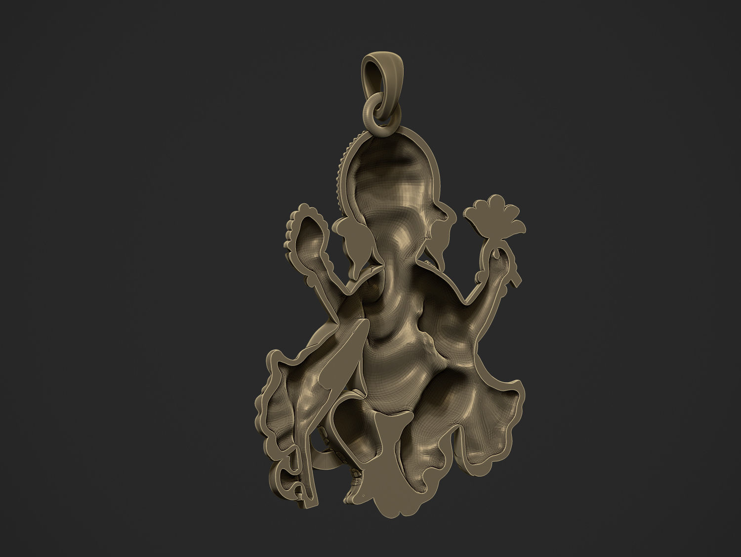 Ganesha ji Pendant Scooped and Flatblack 3D print model_28