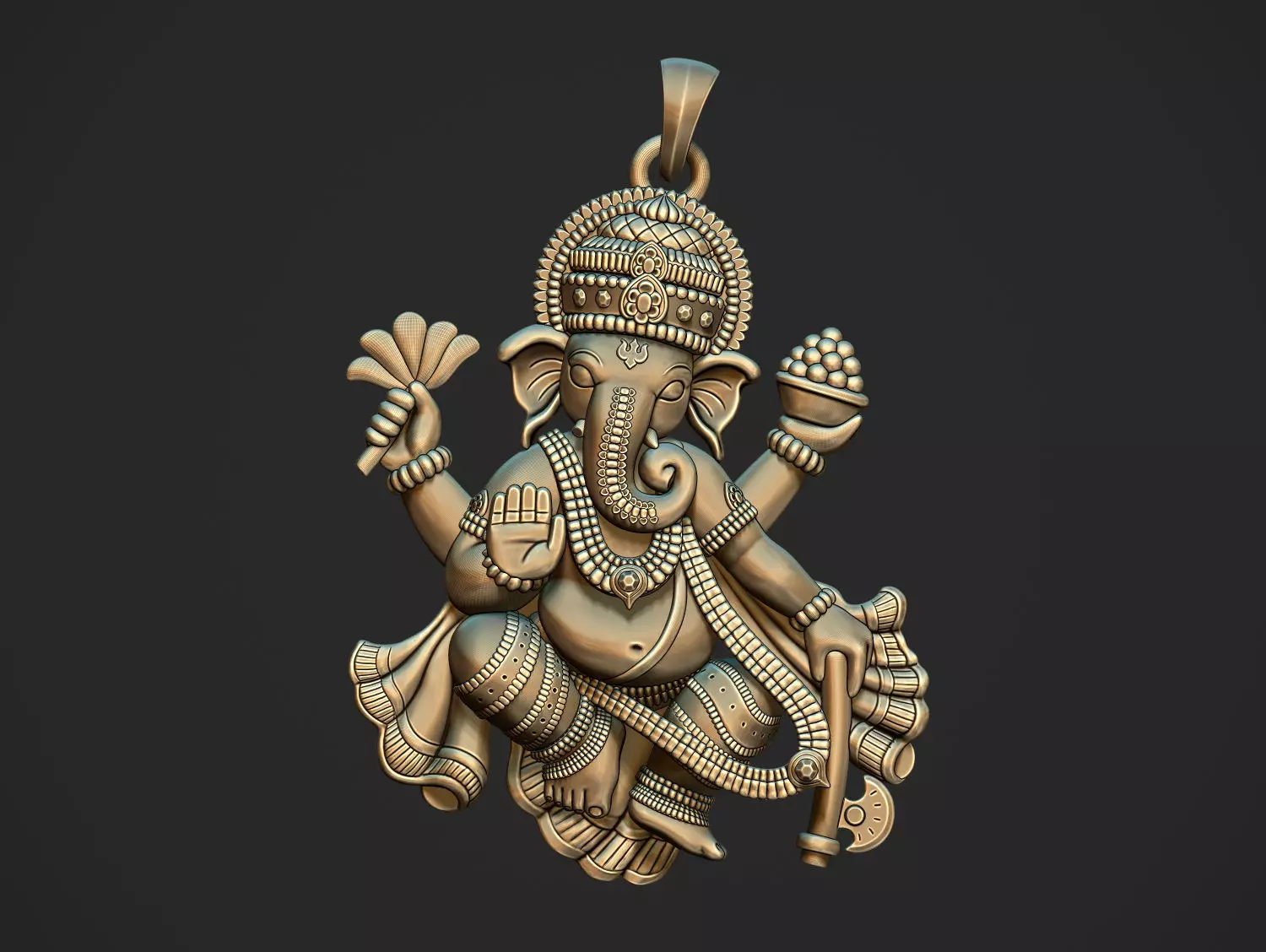 Ganesha ji Pendant Scooped and Flatblack 3D print model_0