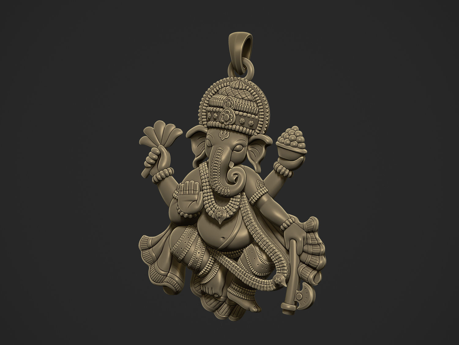 Ganesha ji Pendant Scooped and Flatblack 3D print model_33