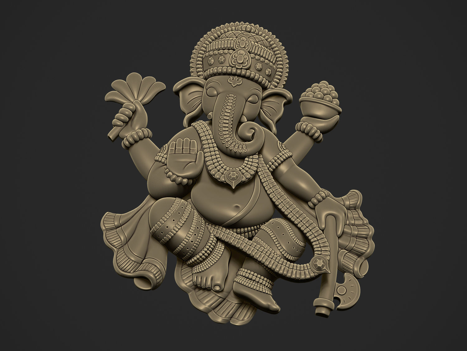 Ganesha ji Pendant Scooped and Flatblack 3D print model_4