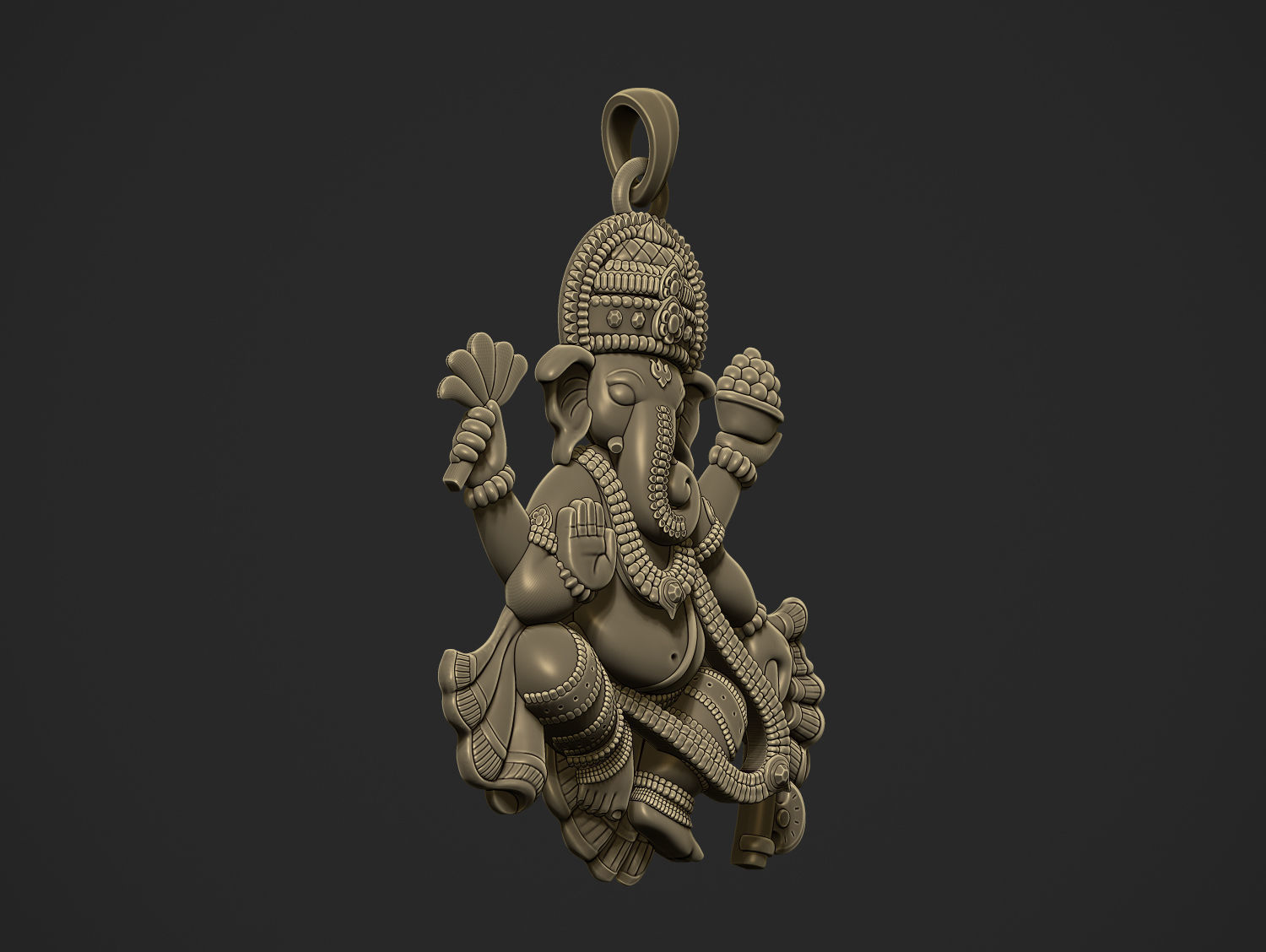 Ganesha ji Pendant Scooped and Flatblack 3D print model_21