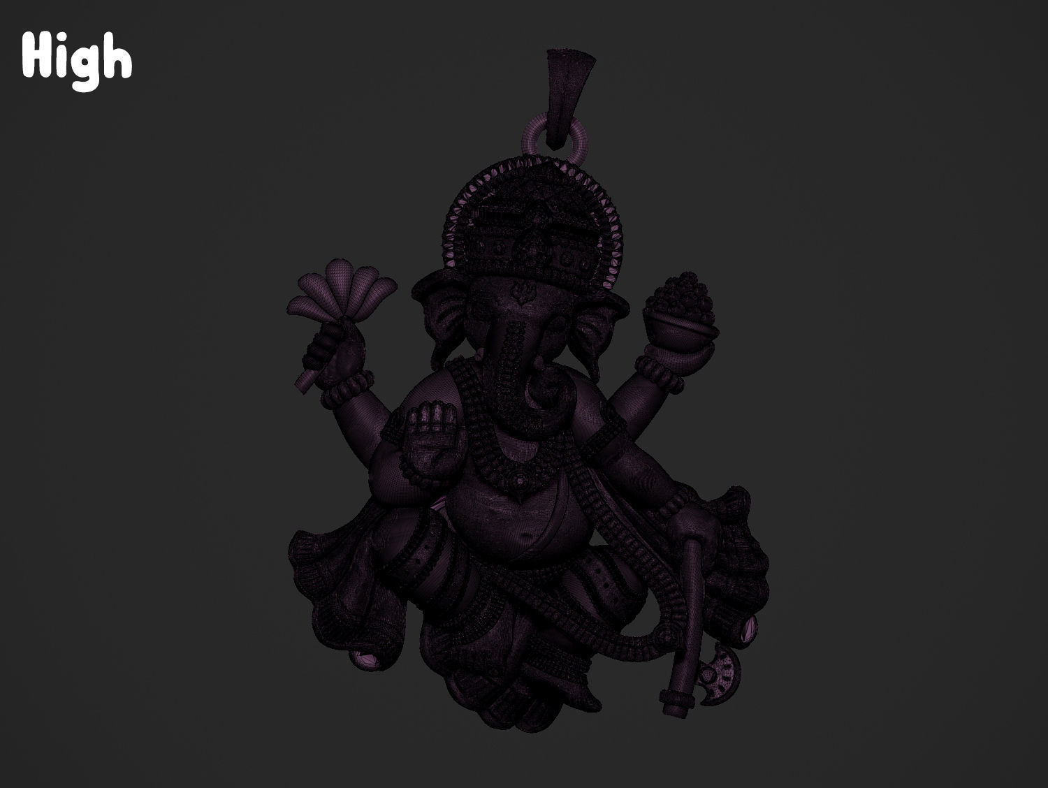 Ganesha ji Pendant Scooped and Flatblack 3D print model_34