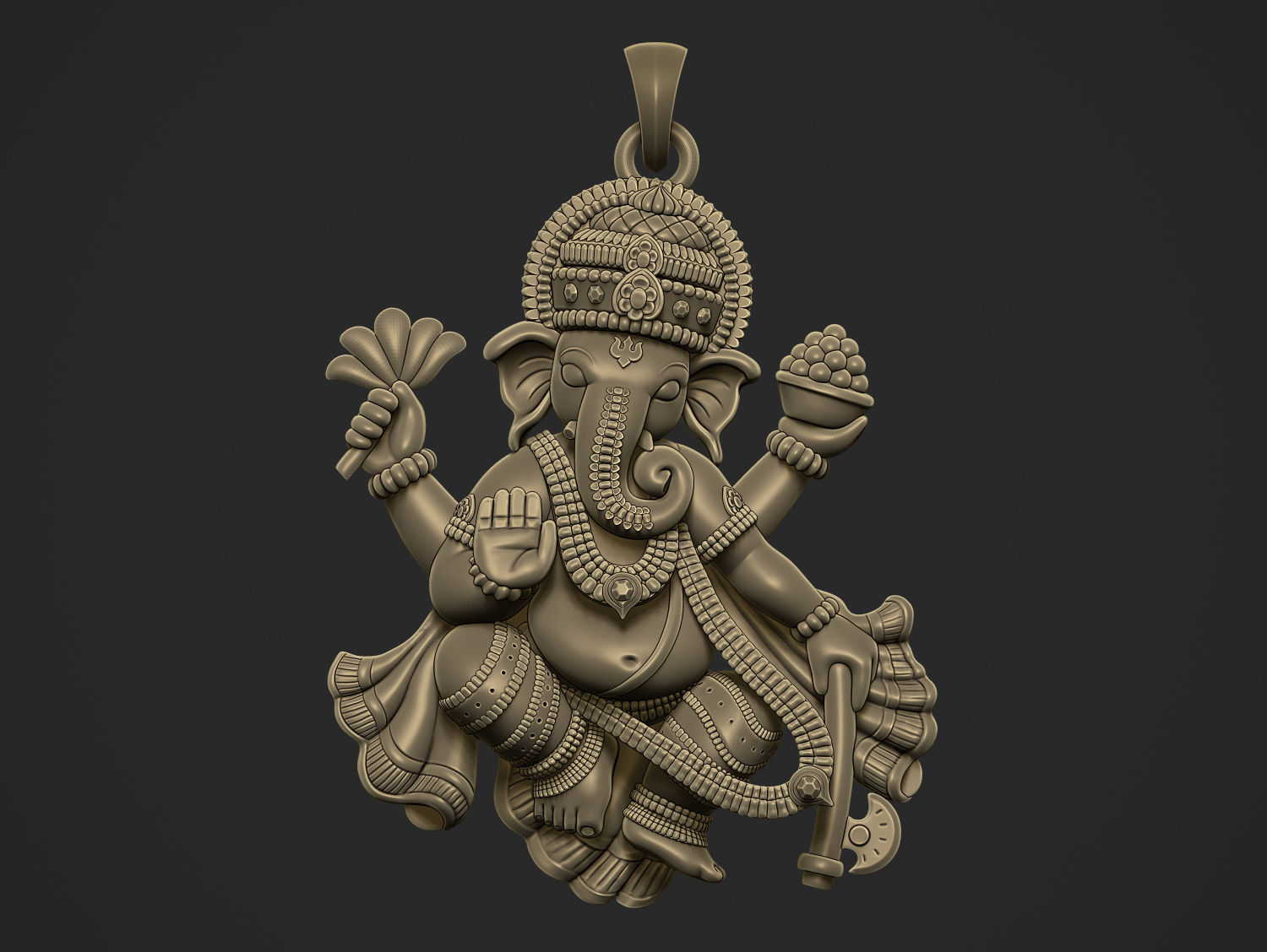 Ganesha ji Pendant Scooped and Flatblack 3D print model_7