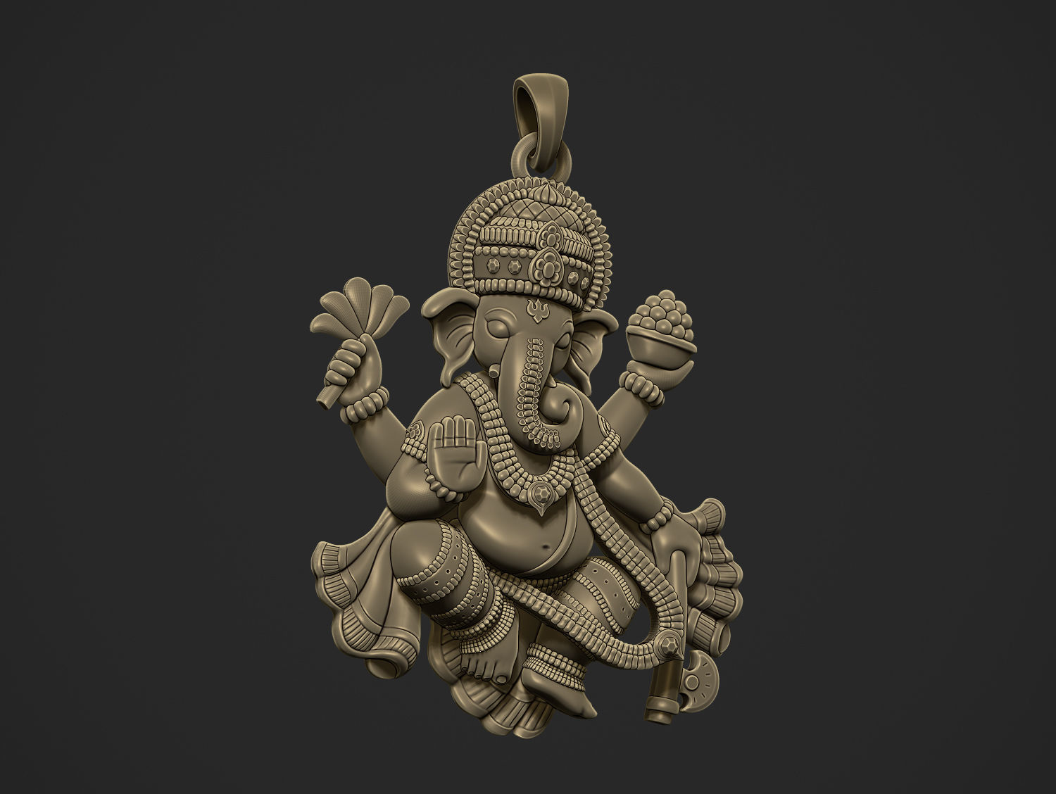 Ganesha ji Pendant Scooped and Flatblack 3D print model_20