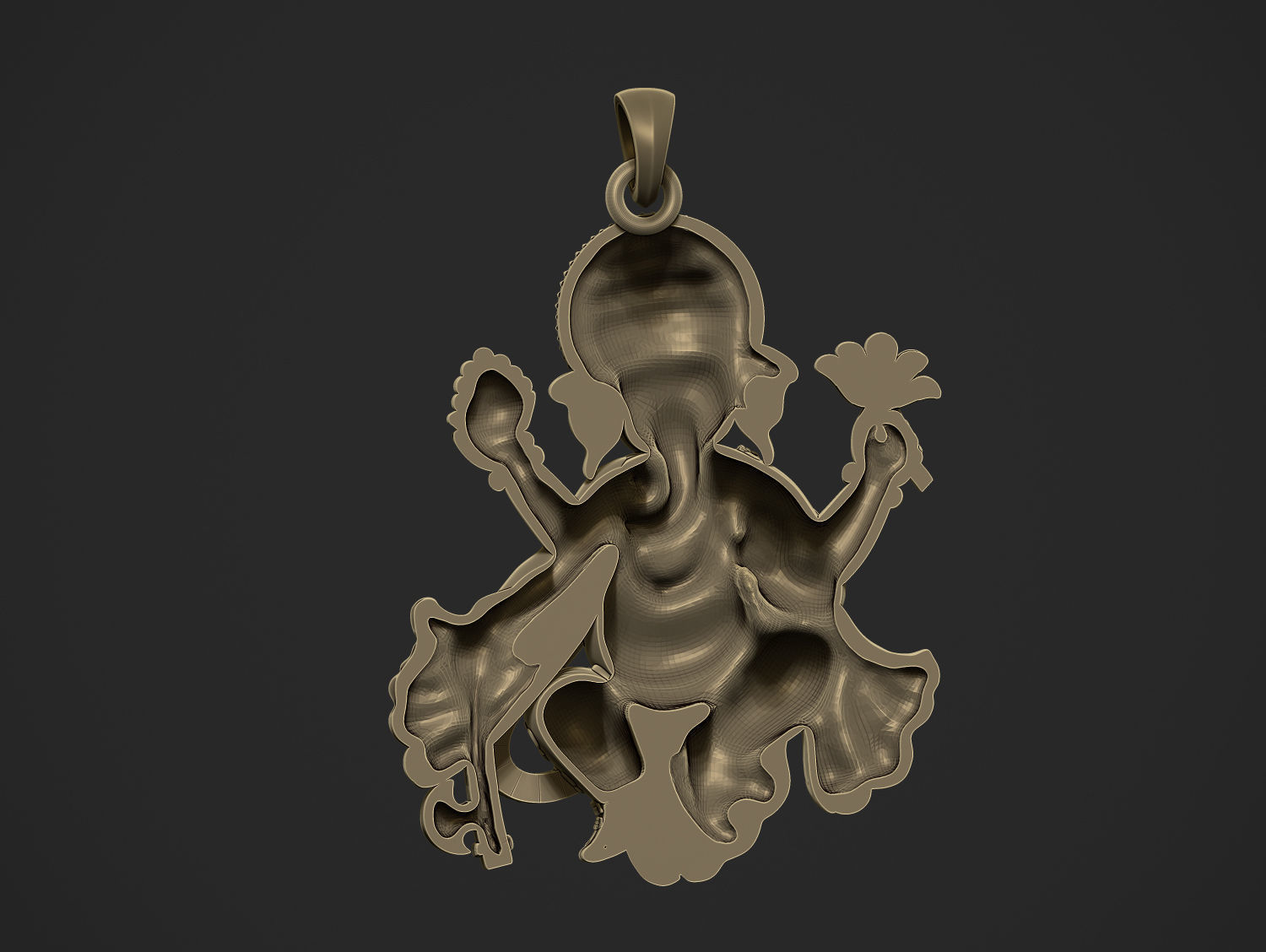 Ganesha ji Pendant Scooped and Flatblack 3D print model_27