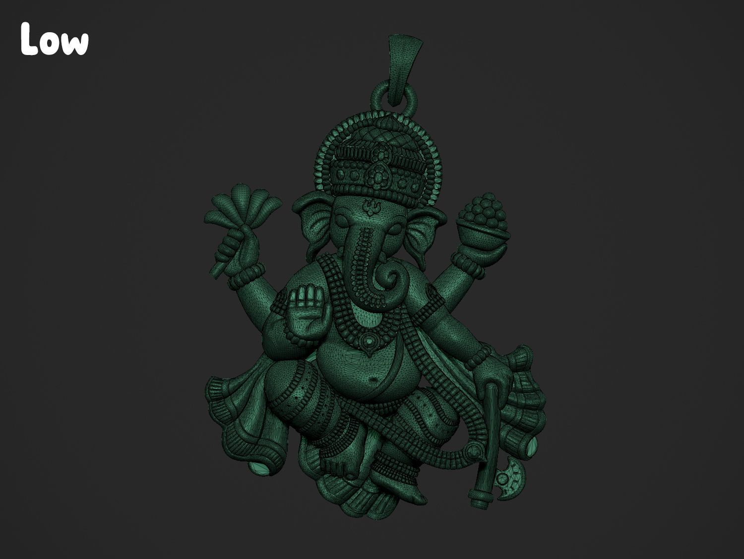 Ganesha ji Pendant Scooped and Flatblack 3D print model_35
