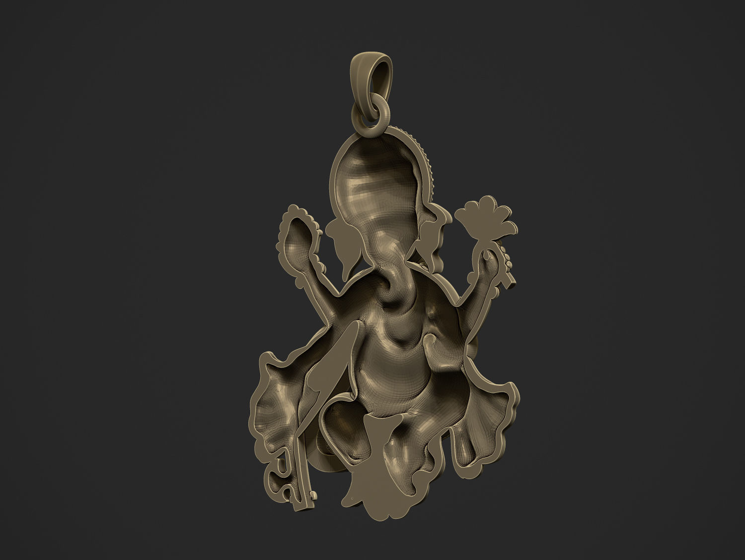 Ganesha ji Pendant Scooped and Flatblack 3D print model_25