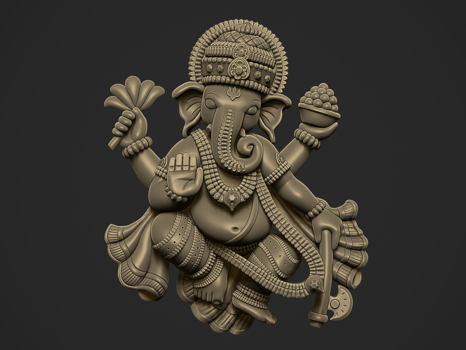 Ganesha ji Pendant Scooped and Flatblack 3D print model_3