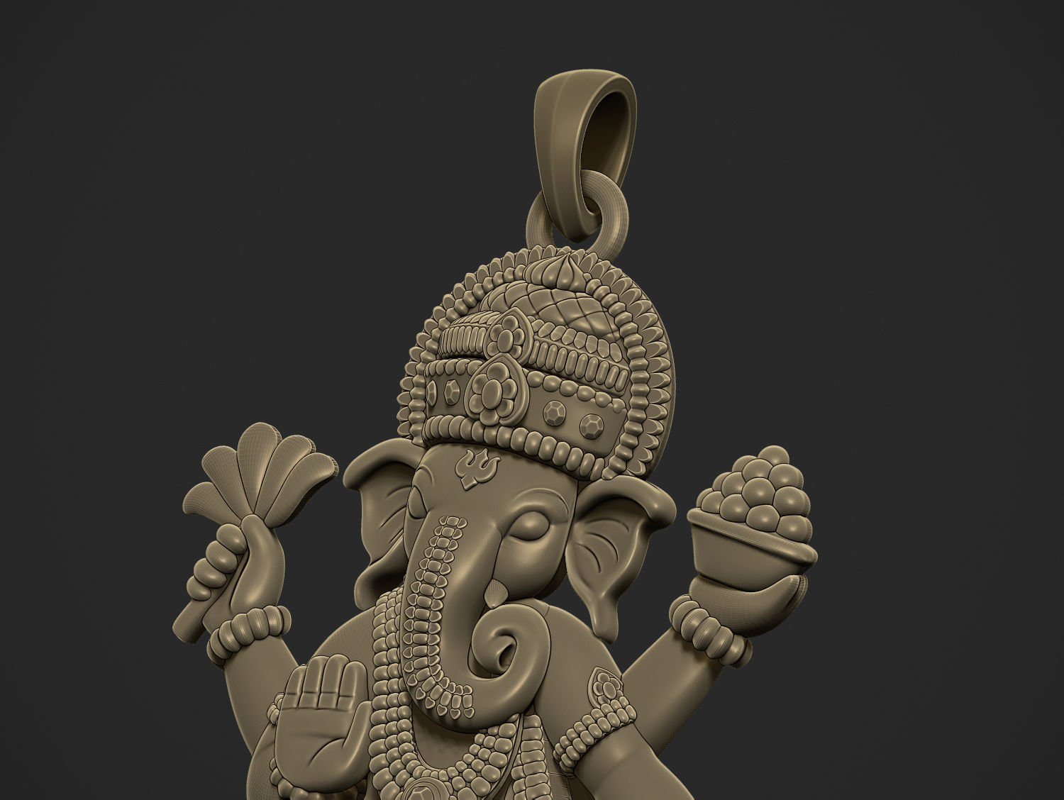 Ganesha ji Pendant Scooped and Flatblack 3D print model_8