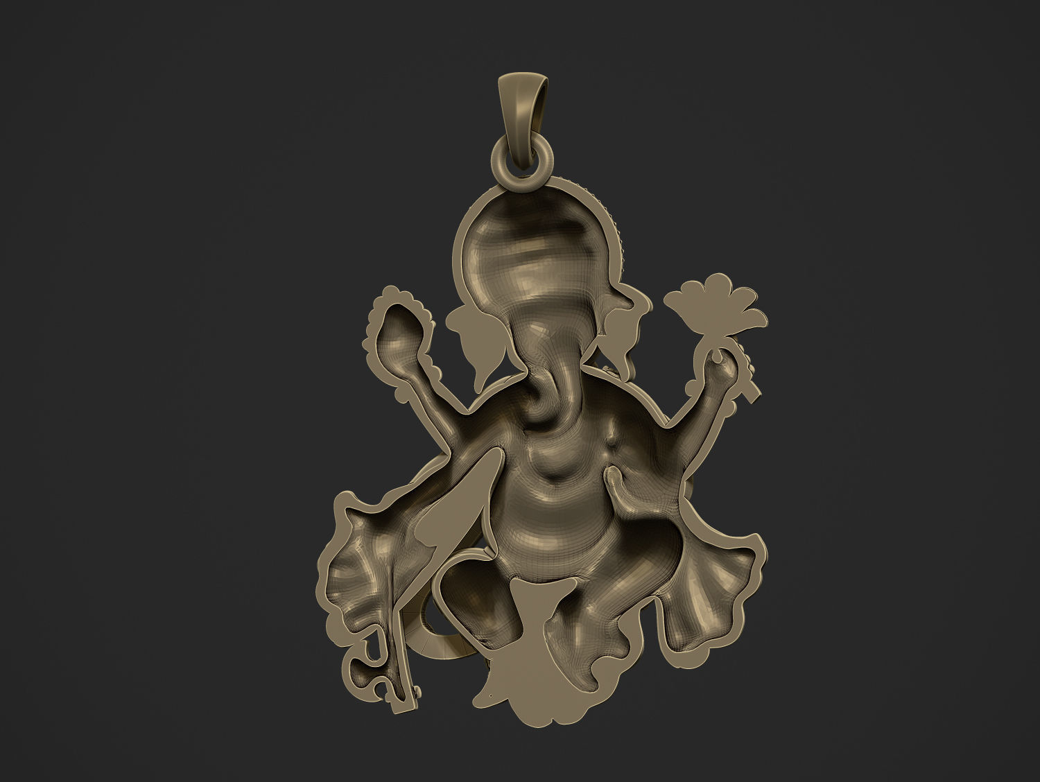 Ganesha ji Pendant Scooped and Flatblack 3D print model_26