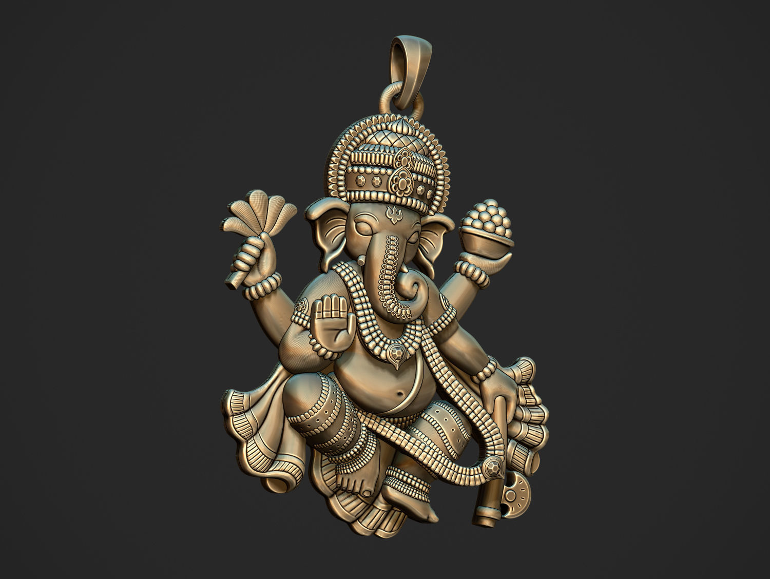 Ganesha ji Pendant Scooped and Flatblack 3D print model_9