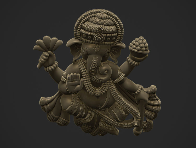 Ganesha ji Pendant Scooped and Flatblack 3D print model_6