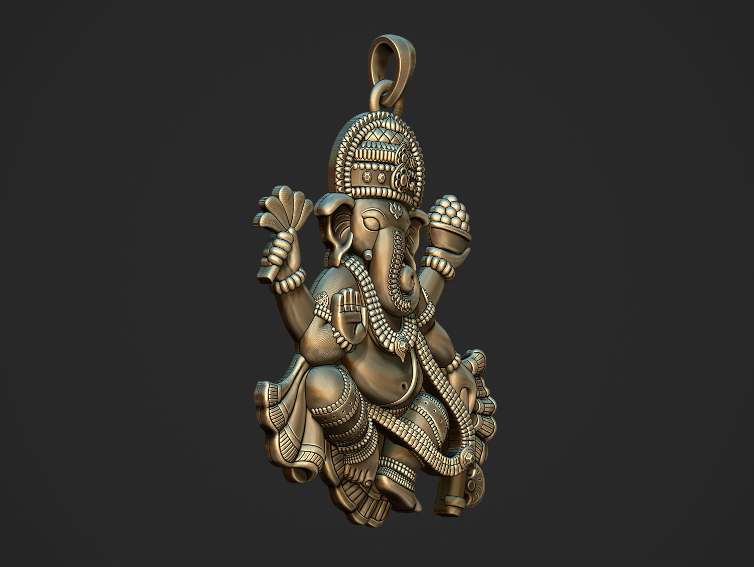 Ganesha ji Pendant Scooped and Flatblack 3D print model_10