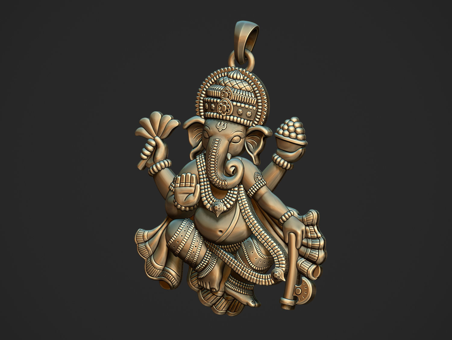 Ganesha ji Pendant Scooped and Flatblack 3D print model_18
