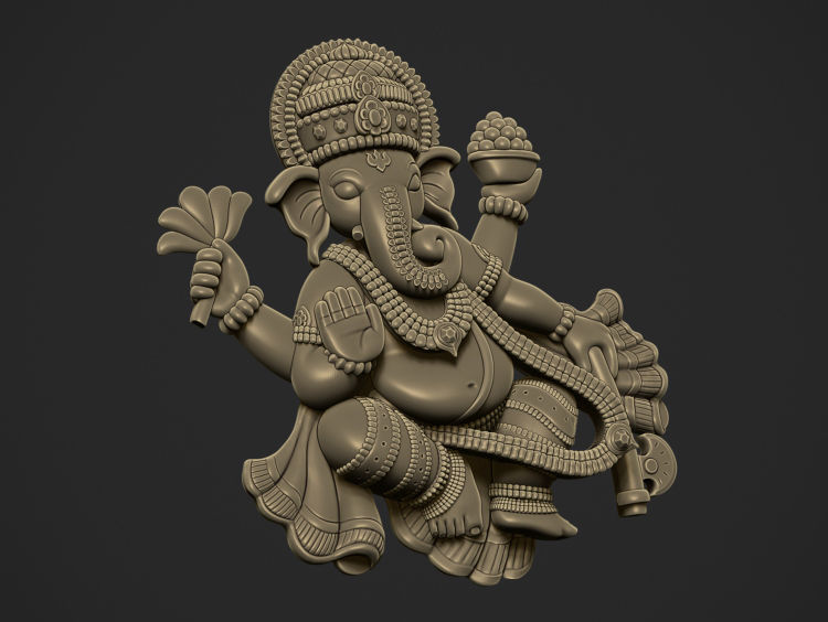 Ganesha ji Pendant Scooped and Flatblack 3D print model_5