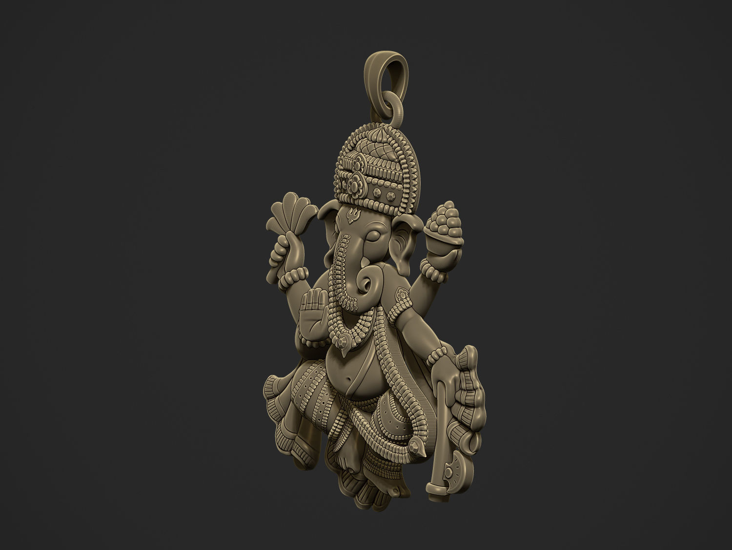 Ganesha ji Pendant Scooped and Flatblack 3D print model_32