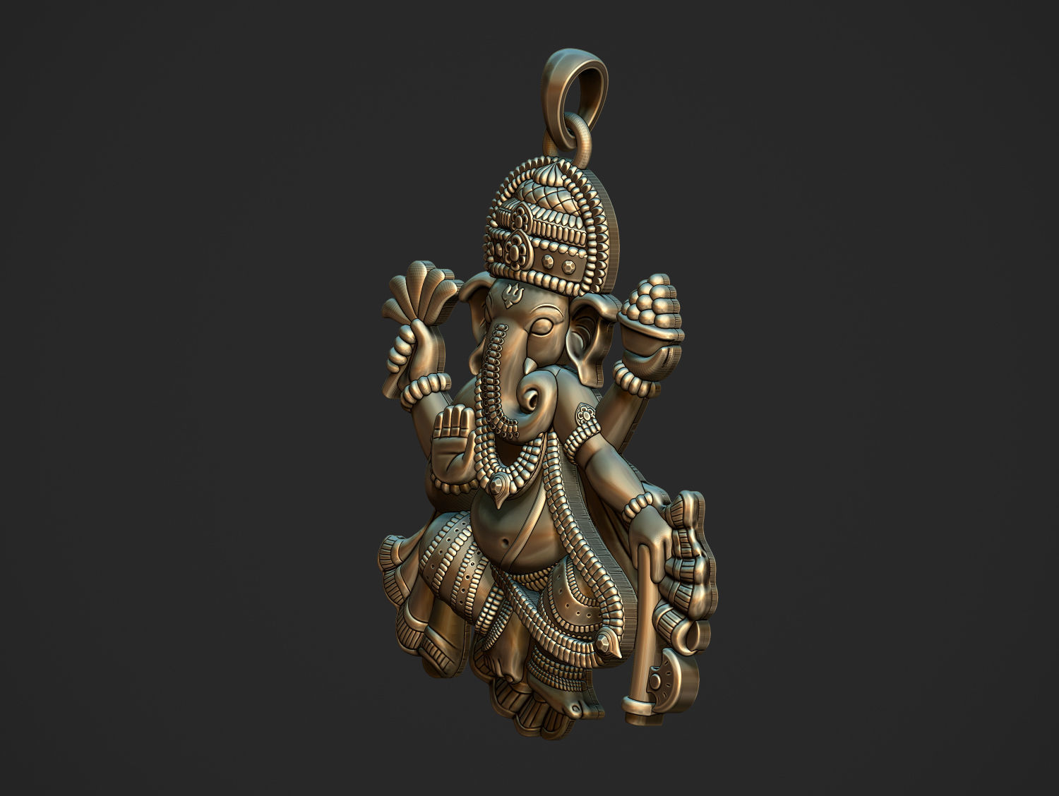 Ganesha ji Pendant Scooped and Flatblack 3D print model_17