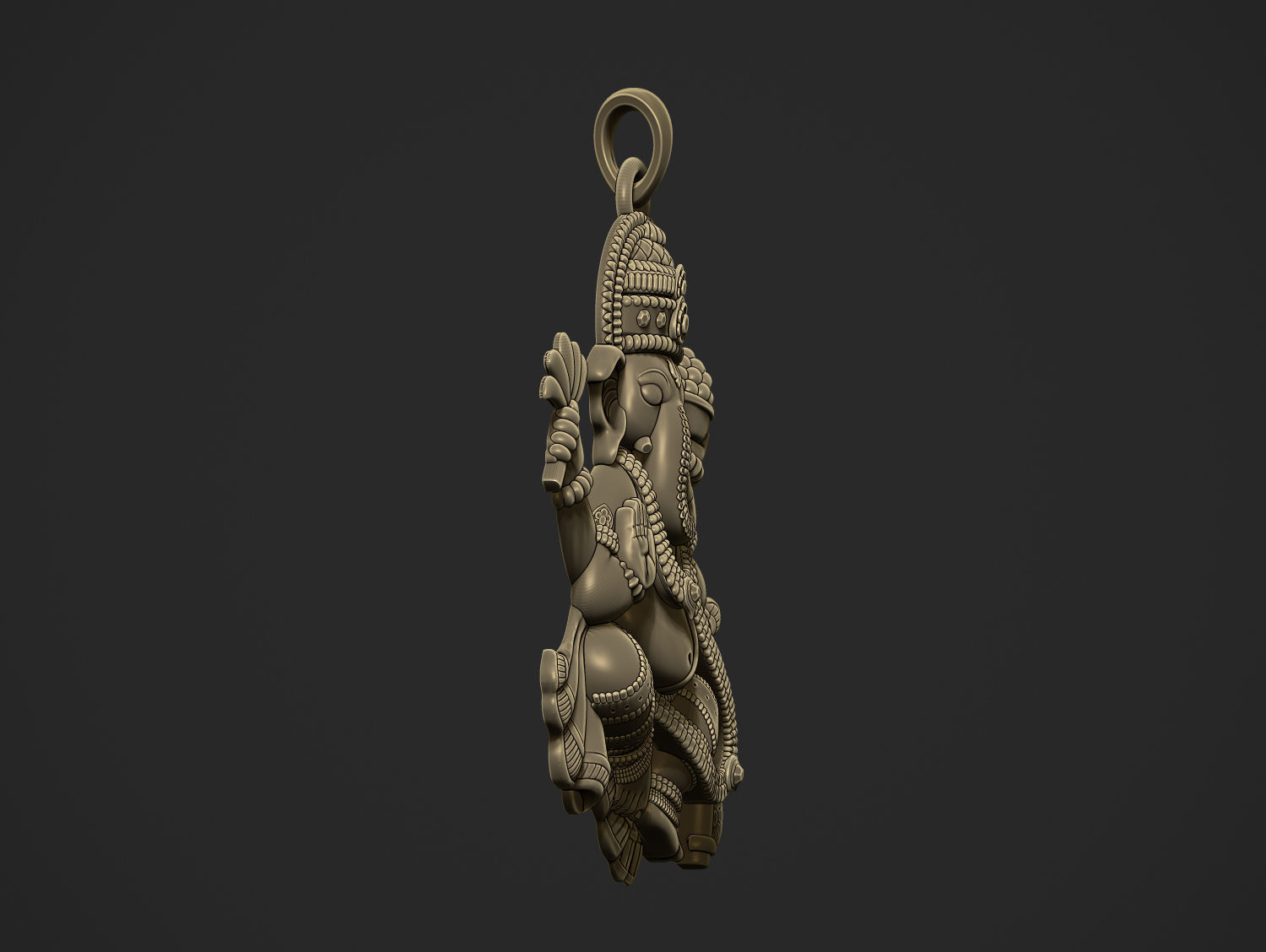 Ganesha ji Pendant Scooped and Flatblack 3D print model_22