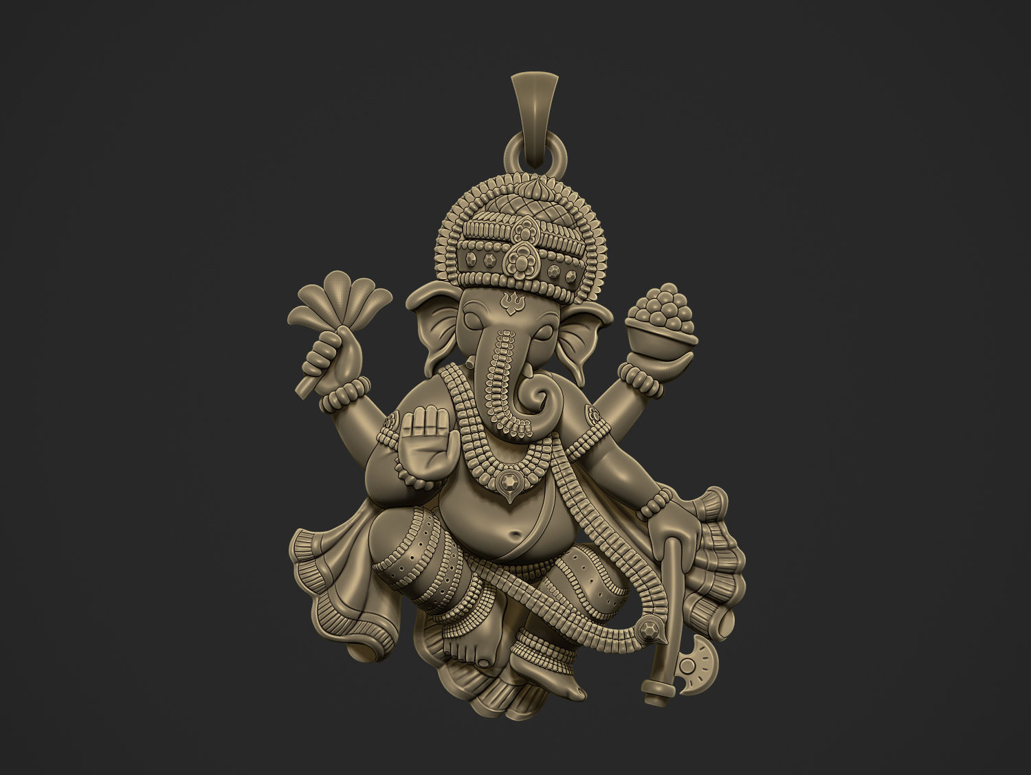 Ganesha ji Pendant Scooped and Flatblack 3D print model_19
