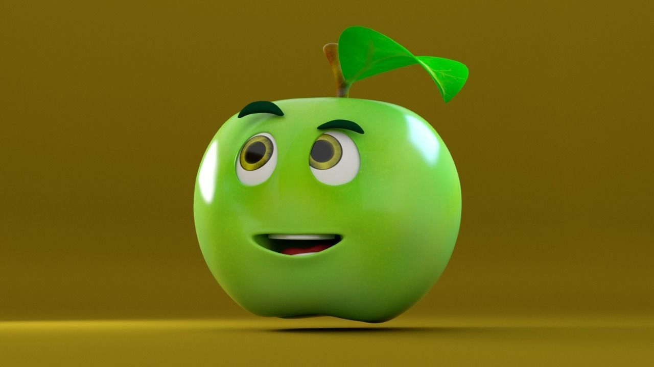  apple character 3D model_2