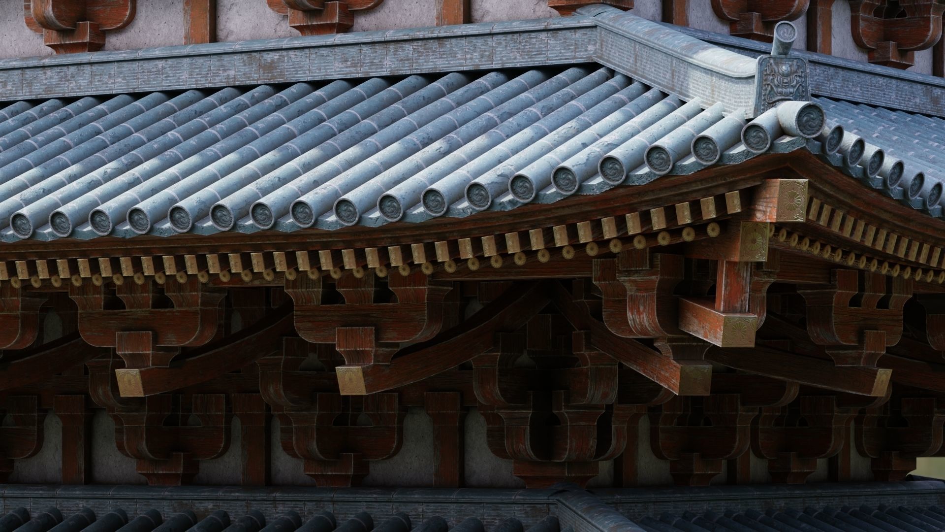 Japanese Modular Pagoda Low-poly 3D model_9