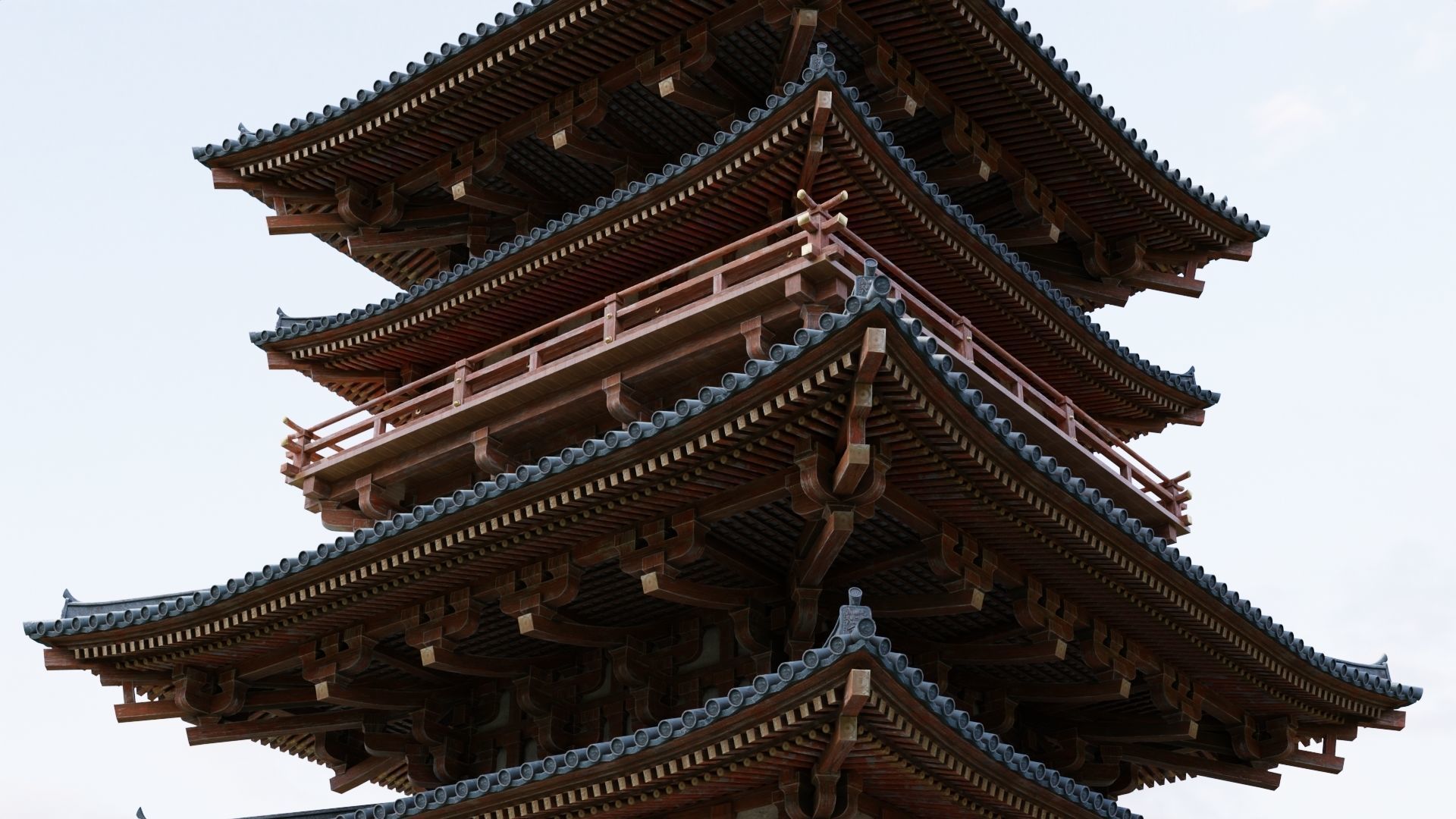 Japanese Modular Pagoda Low-poly 3D model_6