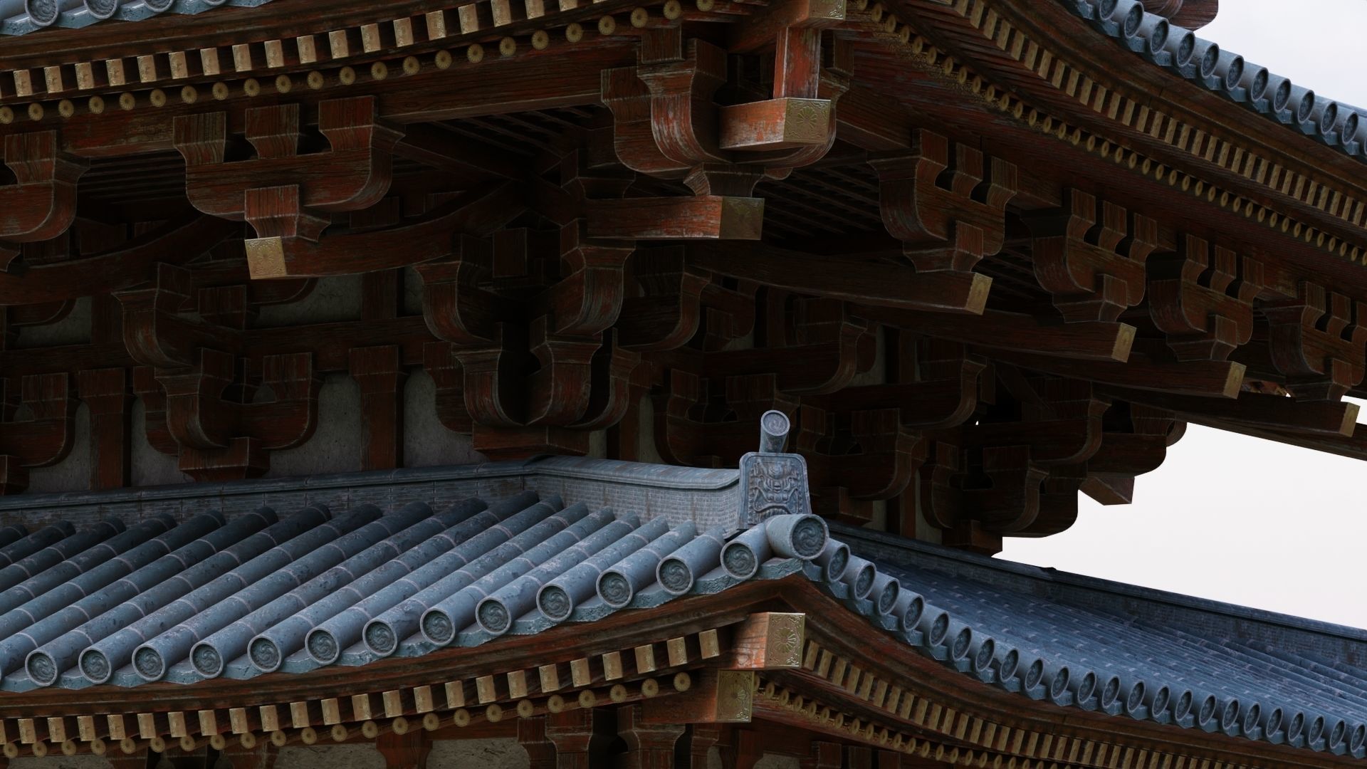 Japanese Modular Pagoda Low-poly 3D model_10