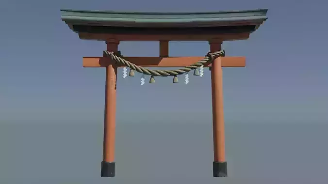 Japanese Red Torii Gate Low-poly 3D model
