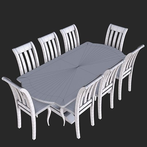 Vintage Furniture Dining Table PBR Game Ready Low-poly 3D model 4