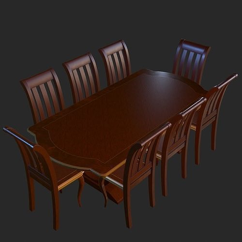 Vintage Furniture Dining Table PBR Game Ready Low-poly 3D model 3